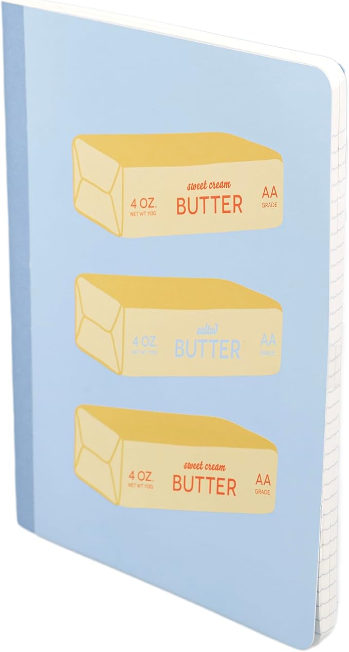 Pearhead Butter Composition Notebook — College-Ruled, 160 Pages, 7.5" x 9.75", Smooth 80 GSM Paper, UV Spot Gloss, Periwinkle Butter Illustration Journal for School, Office & Everyday Writing