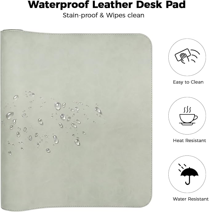 CHEERYGOO Faux Leather Desk Mat - Waterproof Mouse Pad, Non-Slip PU Leather Blotter, Writing Surface for Office and Home 47"x17" XXL Mint Green
