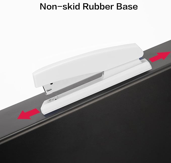 Deli Stapler, Desktop Stapler, 2 Pack, Office Staplers, 25 Sheet Capacity, Includes 2000 Staples and 2 Staple Removers, 2 Pack, White