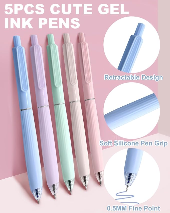 Bible Highlighters and Pens No Bleed, 6 Cute Highlighters and 5 Colored Ink Pens for Bible Study, Aesthetic Bible Pens and Highlighters Set for Note Taking Journaling Supplies, 11 Pack