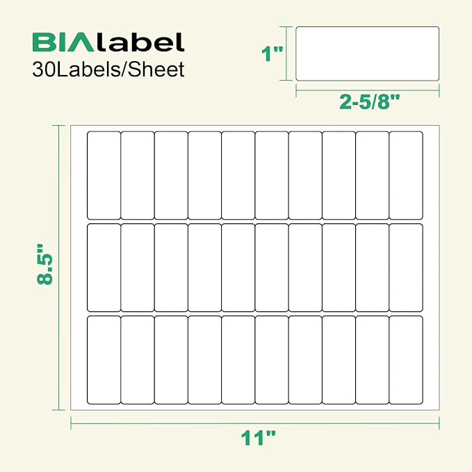 1 x 2-5/8 Inch Address Labels, 500 Sheets, 15,000 Labels | 30 Labels Per Sheet for Laser & Inkjet Printers, Smooth White Surface, Permanent Adhesive, Clear Printing