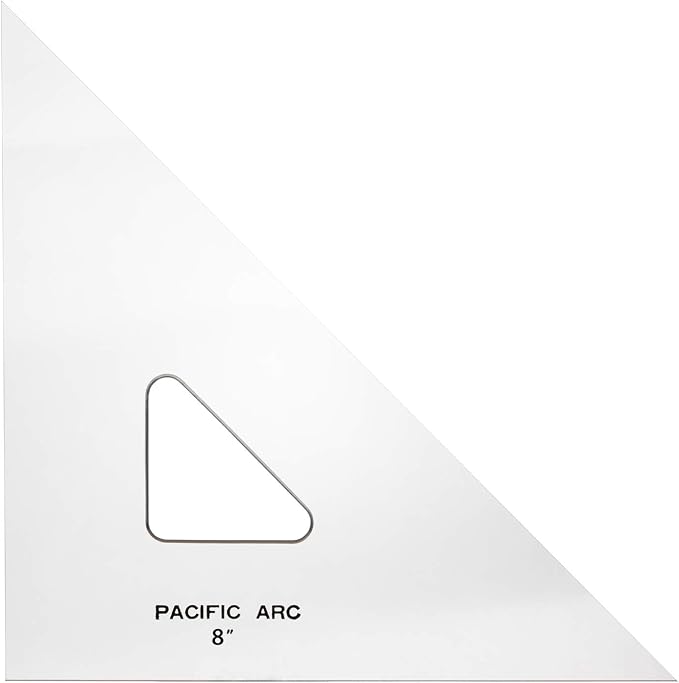 Pacific Arc Drafting Triangle, 8-inch, 45/90 Degrees, Clear Acrylic