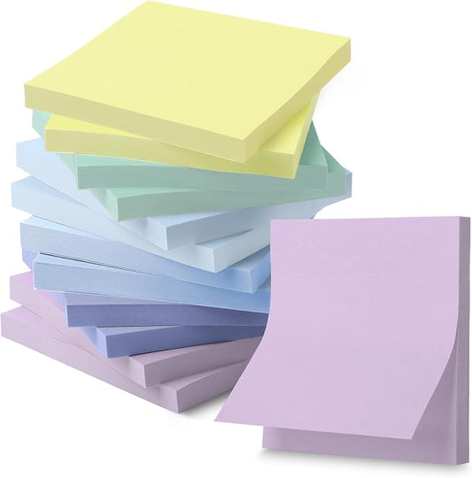 Mr. Pen- Sticky Notes, 3"x3", 12 Pads, 600 Sheets, Summer Colors | Sticky Notes Bulk, Self-Stick Note Pads, Perfect for Office, School, Home, Study & Organization