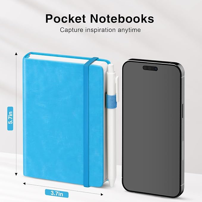 Pocket Small Notebook Journals, 16 Pack (Ocean Blue) Mini Notebook 3.7x5.7 Butterfly Journaling Notebooks for Women Men, Hardcover Lined Note Pads with Pens for Work, Business, Travel Journal, Office Supplies