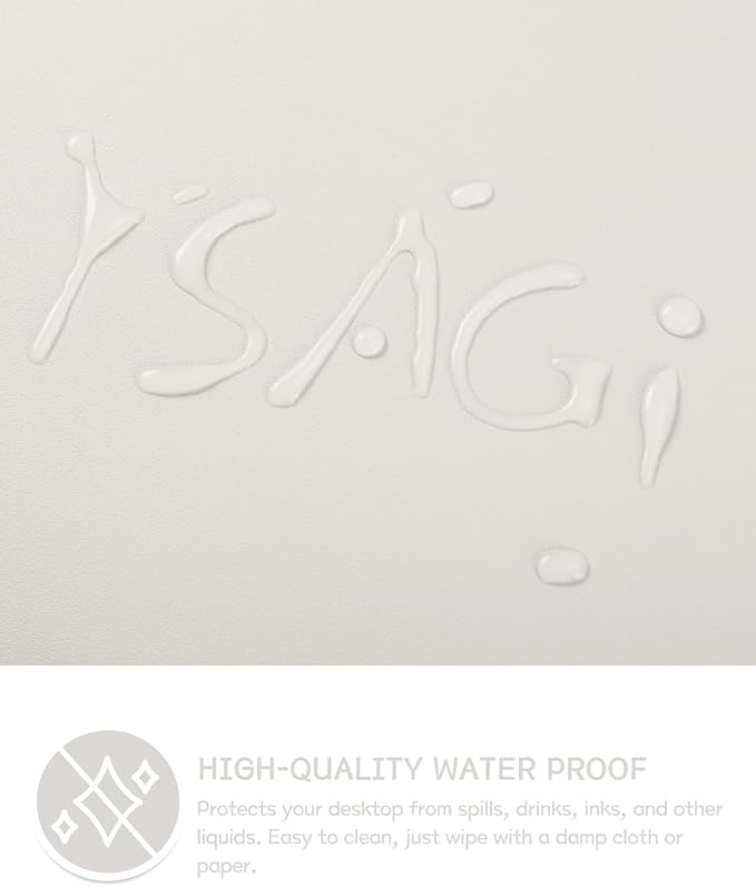 YSAGi Non-Slip Leather Desk Pad, Waterproof Laptop Computer Desk Keyboard Mat, Table Protector Blotter Mat, Large Mouse Pad for Office/Work/Home/Decor(Apricot Gray, 31.5" x 15.7")