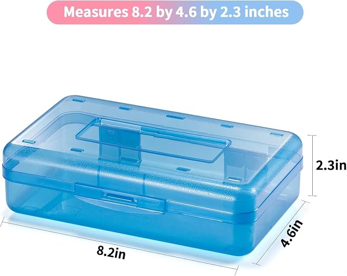 Sooez 1 Pack Clear Pencil Box, Plastic Hard Pencil Case with Stickers, Large Crayon Box with Snap-tight Lid, Stackable Storage Box Art Craft Marker Organizer Box for Kids Boys Back to School, Yellow