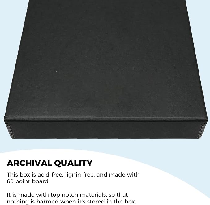 Golden State Art, Clamshell Archival Storage Box 16x20, Black, Pack of 2 | Acid-Free Photo Box with Metal Edge Corner, Preserve And Store Paper Documents Cards Prints Arts and Crafts DIY Projects