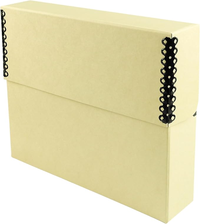 Lineco Archival Document Storage Box, Tan, 12.5" x 10.5" x 2.5" | Letter-Sized, Metal Edge, Acid-Free Boxboard Case, Organize Files, Prints, Photos