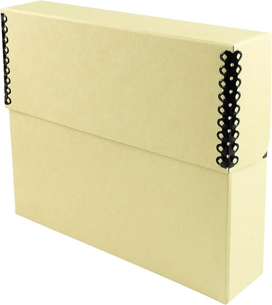 Lineco Archival Document Storage Box, Tan, 12.5" x 10.5" x 2.5" | Letter-Sized, Metal Edge, Acid-Free Boxboard Case, Organize Files, Prints, Photos