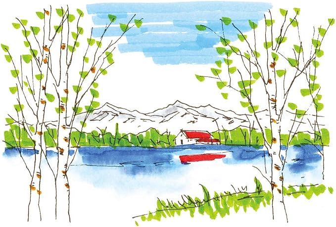 Kuretake ZIG FUDEBIYORI Brush Pens 12 colors set, AP-Certified, Odourless, Xylene free, Flexible Hard brush tip, Effective for both details and larger spaces, for Adult, Made in Japan