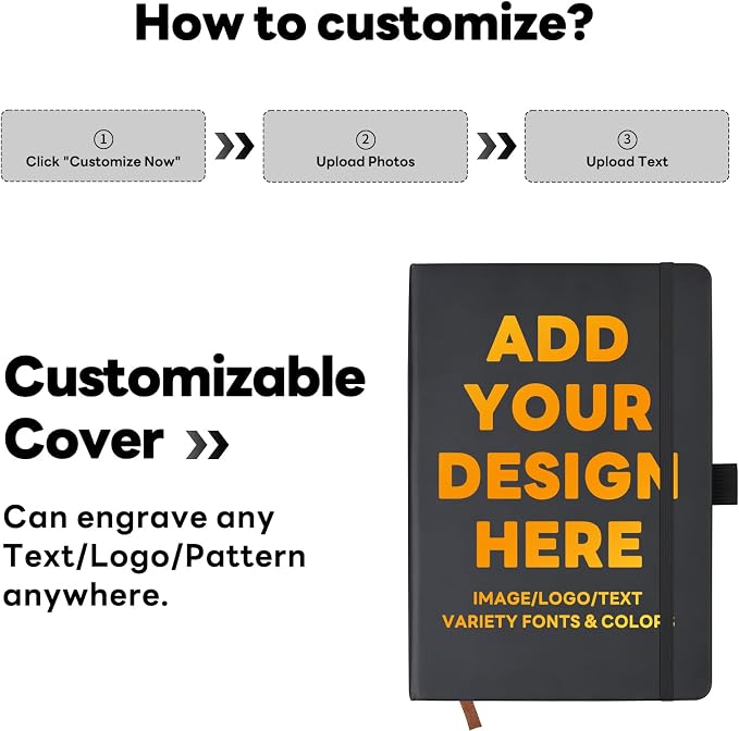 Customizable Personalized Notebook | Custom Logo, Text & Image A5 Journal Notebook | 200 Lined Pages 8.5" x 5.8" | Daily Writing Journal for Office, Students & Gift Giving, DarkCoffee