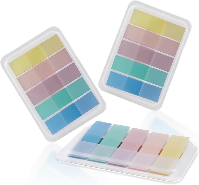 Golcellia Sticky Tabs, Soft Pastel Book Tabs for Notebooks, 300 Pcs | Writable soft pastel paper tabs for books, notes, journals and files, repositionable markers for study, office and home