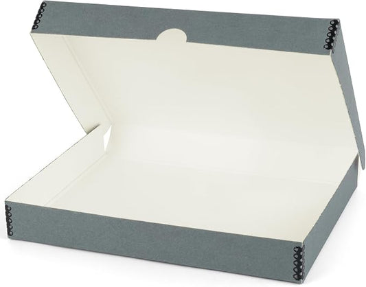 Lineco Clamshell Archival Storage Box, 11.5x17.5x1.75 Inch, Gray | Acid-Free with Metal Edge Boxboard, Organize and Store Photos Documents Cards Negatives Magazine Prints Family Records DIY