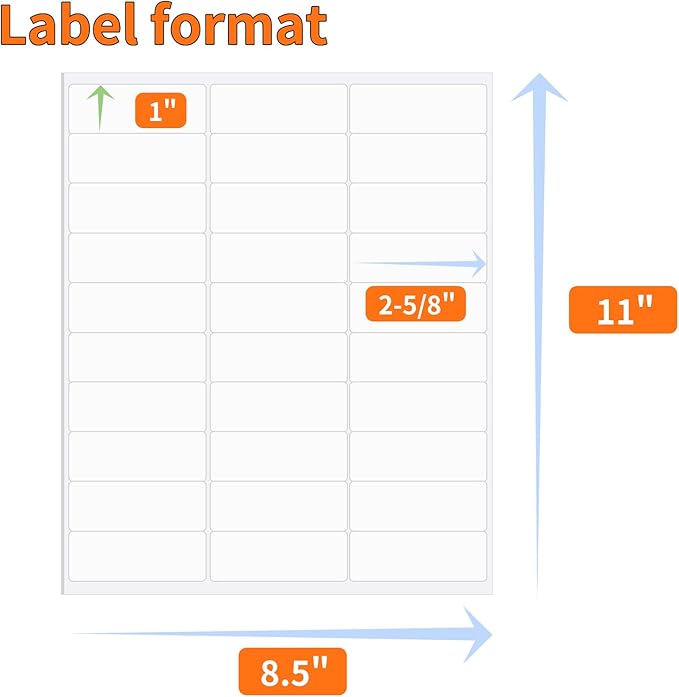 Mailing Label,Address Labels 30-UP,NefLaca White Shipping Labels,Adhesive Shipping Labels,100 Sheets in Total(1" x2-5/8),Printable White Sticker Paper for Laser & Inkjet Printers.(3000 Labels)