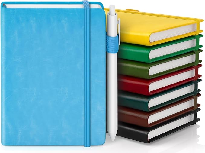 Pocket Small Notebook Journals, 8 Pack (8 Vibrant Colors) Mini Notebook 3.7x5.7 Journaling Notebooks for Women Men, Hardcover Lined Note Pads with Pens for Work, Business, Travel Journal, Office Supplies