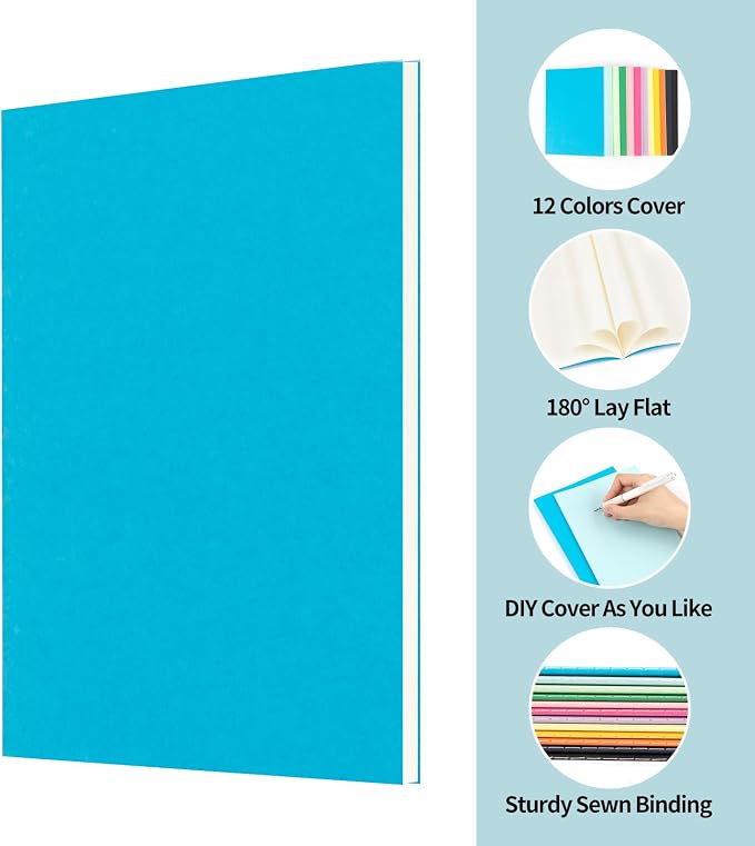 24 Pack Colorful Blank Notebooks for writing, Journals Bulk, A5 Composition Books, 8.3x5.5 Inch, 60 Pages, 30 Sheets Sketchbooks for Office School Travel Supplies (Blank-24 pack, 12 Colors)