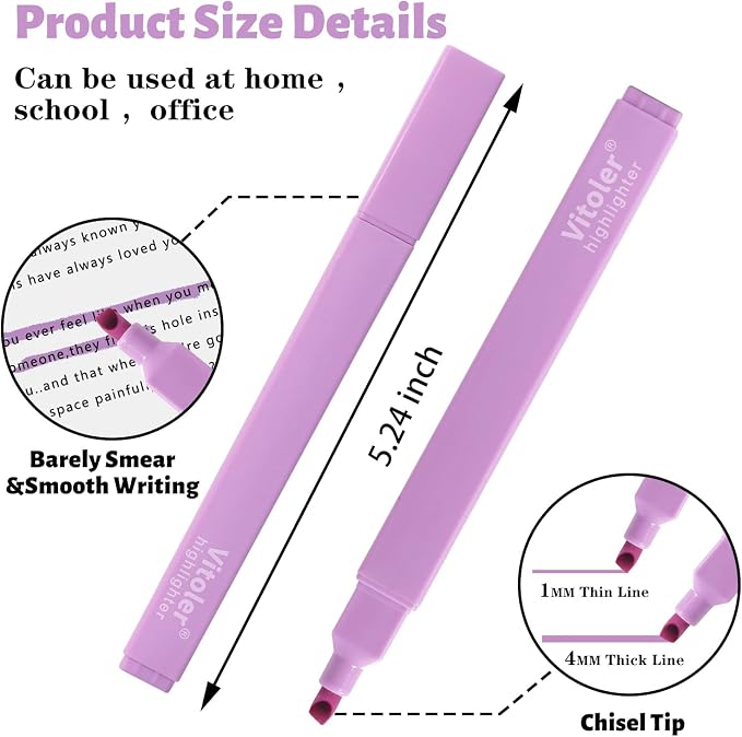 Vitoler Bible Highlighters,Cute Bible Accessories,Chisel Tip 8pcs | No Bleed, Assorted Colors Bible Study for Journaling Planner Notes School Supplie