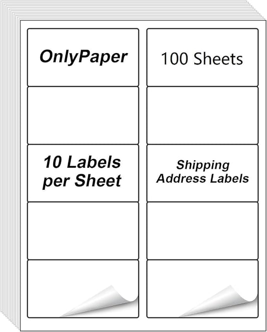 2" x 4" Shipping Labels - 100 Sheets 10 Up Self Adhesive Mailing Labels,1000 PCS Address Labels for Laser & Inkjet Printers, Handwrite-Friendly