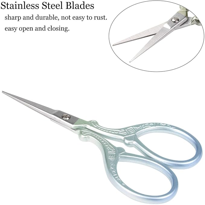 BIHRTC 3.6 Inch Small Embroidery Scissors Sharp Stainless Steel Needlepoint Scissors DIY Tool Dressmaker Shears for Sewing Crafting Needlework Houshold | Sharp Stainless Steel,Needlepoint Scissors,DIY Tool Dressmaker Shears for Sewing Crafting Needlewo...