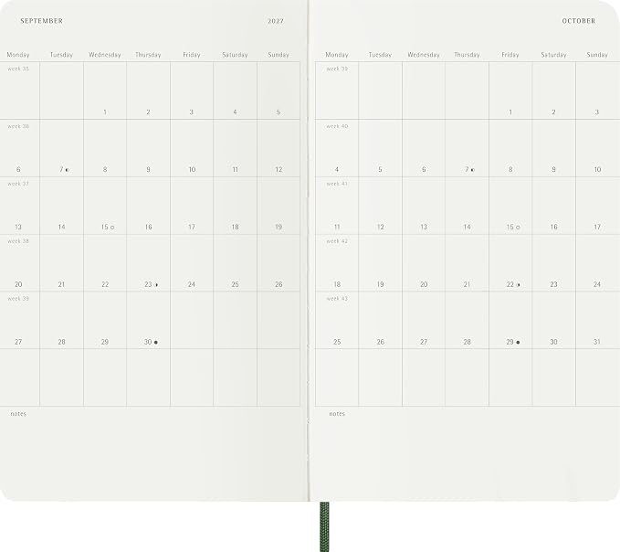Moleskine 2026-27 18-Month Weekly Planner, Large, Myrtle Green, Softcover | July 2026-December 2027 Large (5" x 8.25") 208-page weekly planner with ruled notes pages, stickers, and expandable pocket.
