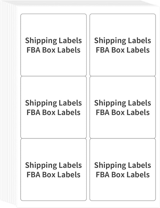 FungLam Printable Sticker Paper, 3-1/3" x 4" Shipping Address Labels 600 Blank Mailing Labels for Laser & Inkjet Printers, 6 per Page Label Stickers, 100 Sheets