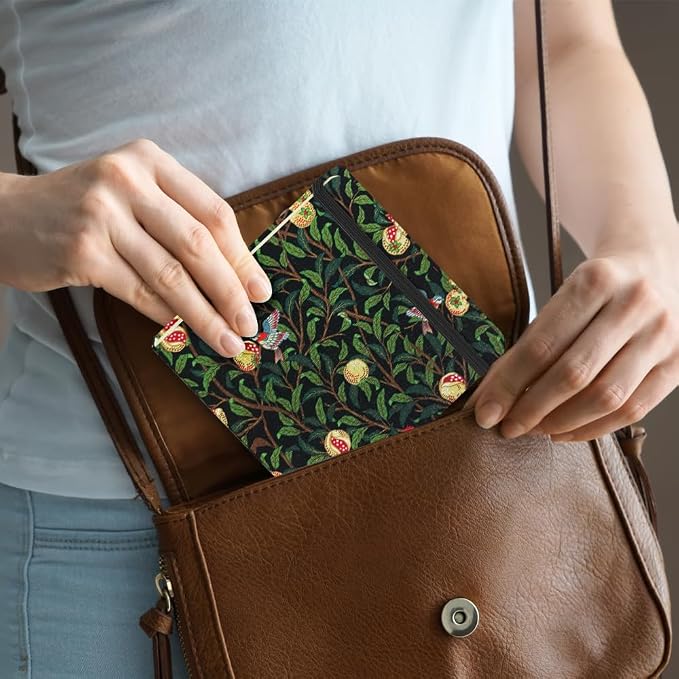 4.8" Square Pocket Sketch Book,Hardcover Art Sketchbook for Drawing Journal | Cloth Cover,80gsm Blank Paper,96Sheets,Lay-Flat,Portable Travel Creation Paint Diary Memo Planner,Dry Media.Pomegranate Bird