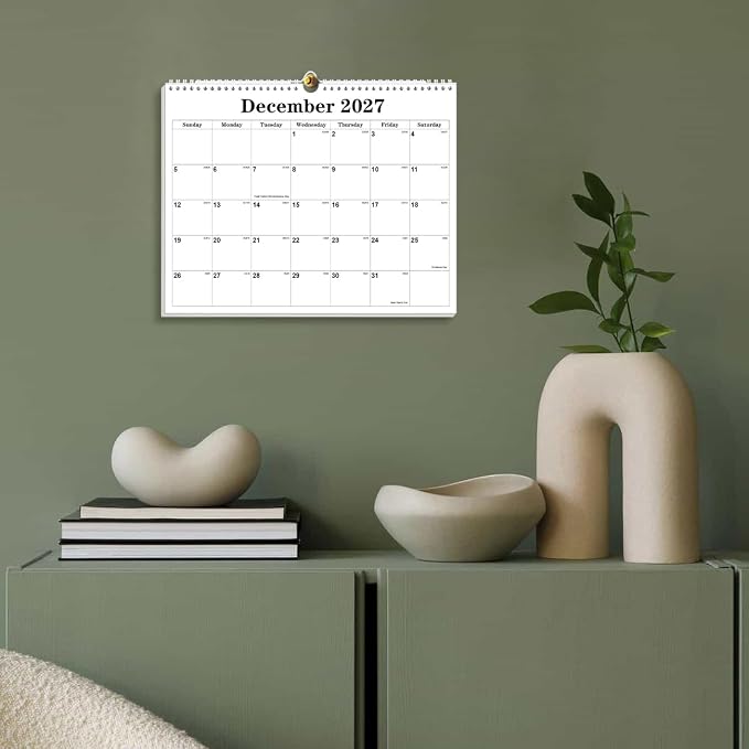 Calendar 2026-27 - Calendar 2026-2027 from July 2026 to December 2027, Spiral Binding Hanging Wall Calendar 2026 for Home/Office, 8.5" x 11", Black