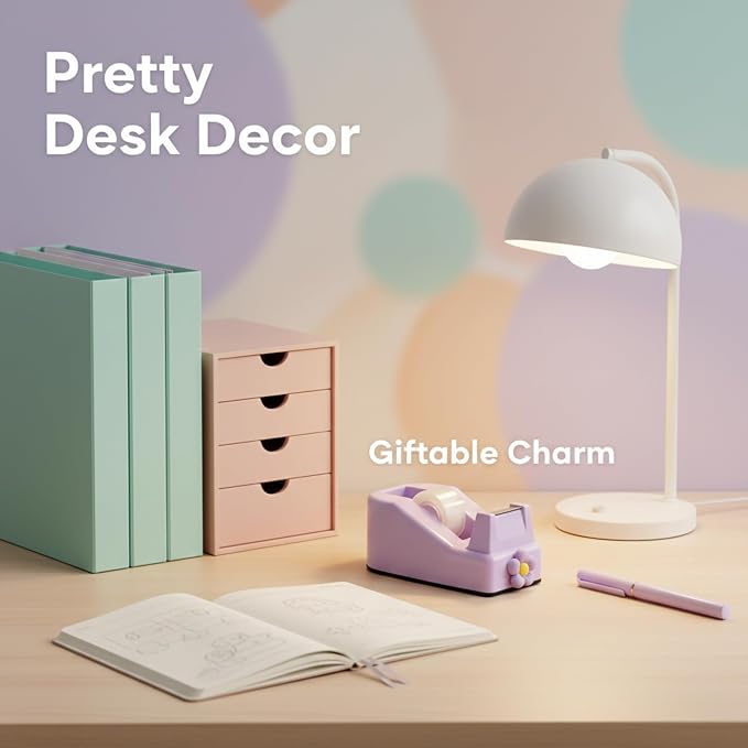 Tape Dispensers,Purple/Pink Tape Dispenser,Tape Dispenser Desk with Stable Weighted Base,Easy One-Hand Use for Scrapbook,Duct Tape & Packing Tape,Ideal for Vision Board Supplies,Office&School Supplies