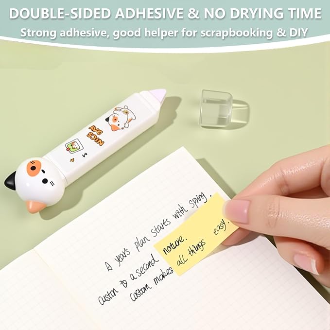 2 in 1 Correction Tape and Double Sided Tape Roller, Cute Quick Dry Japan White correction tape,with Permanent Double Sided Adhesive Tape Roller,for School Office Supplies