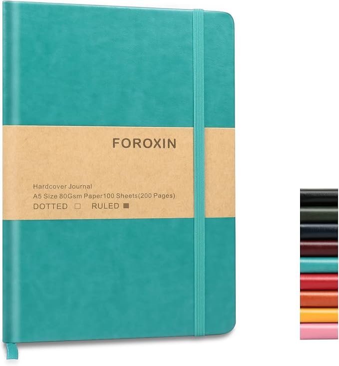 Journal notebook (A5-Lined, Turquoise Color),192 Pages, Medium 5.7X8.3 inches - 80 gsm Thick Paper, Hardcover