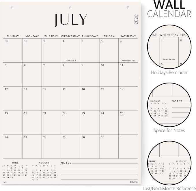 Jotsome Large Wall Calendar 2026-2027, Monthly Wall Calendar From July 2026 to December 2027 17 x 22 inch in Home and Office for Easy Organizing
