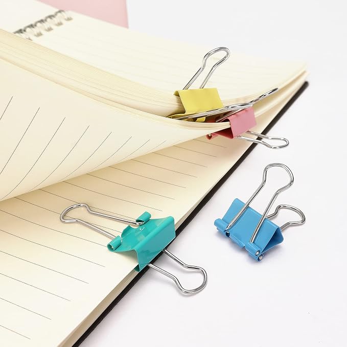 ZZTX 40 Pack Small Binder Clips 0.75 Inches Assorted Colors | Paper Clamps Clips, Durable steel, Strong clip, Color-coded