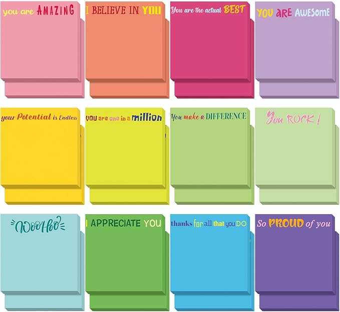 Yinder 24 Pcs Sticky Notes Gifts Bulk,Thank You,Classic Color