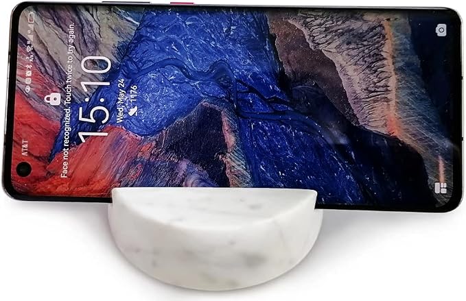 fashciaga Luxurious Marble Cell Phone Stand Holder for Cellphone Tablet On Desk, Countertop, Table, Nightstand. Heavy Real Stone Mobile Phone Stands (Solid)