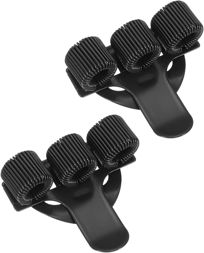 PATIKIL 2Pcs Pen Clip, 3 Holes Pen Holder Clip Metal Portable Spring Loop Organizer Universal for Notebook Journal Highlighter Office Business Pocket Clipboard Whiteboard, Black