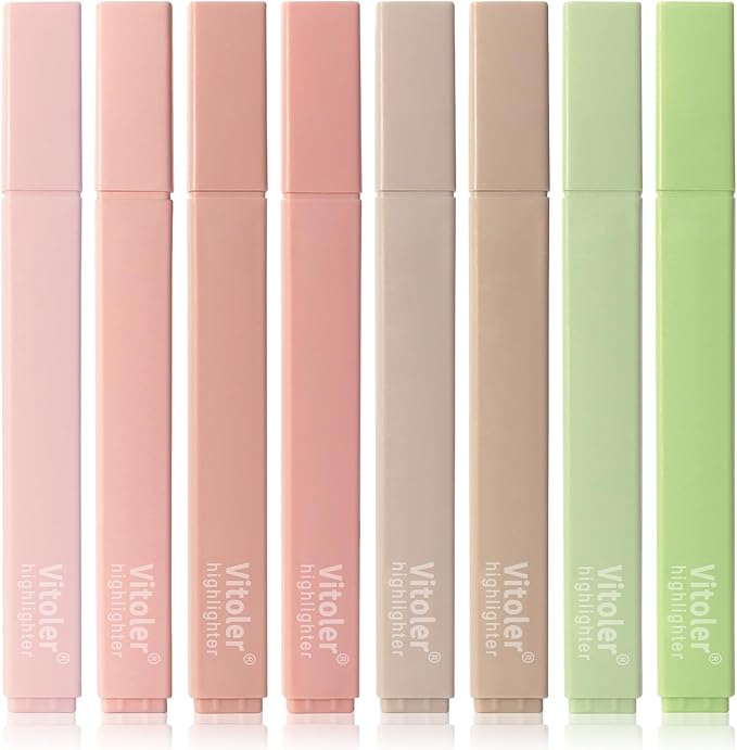 Vitoler Highlighters Assorted Colors,No Bleed Bible Chisel Tip 8pcs | Aesthetic,Cute Pastel,high quality for bible study,books,journal,writing,school office