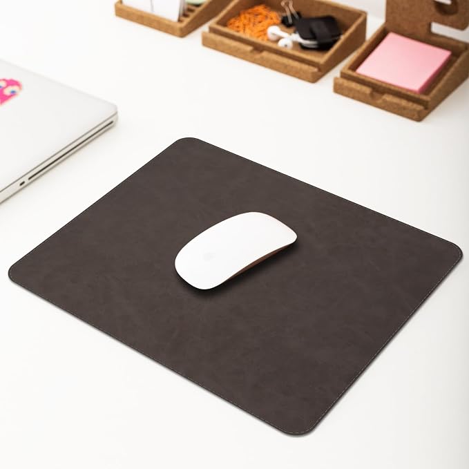 Mouse pad, Non-Slip Washable Waterproof Computer Mouse mat Thick for Laptop Wireless Mouse Home Office Travel, Portable 9.8"x 8.3" S Dark Coffee