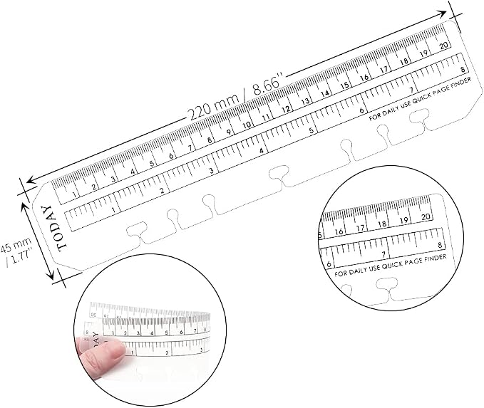 10 Pack Clear Ruler Bookmark Plastic Binder Divider A5 Straight Ruler Page Markers Today Planner Page Finders for A5 6 Ring Notebook Binder Refillable Journal