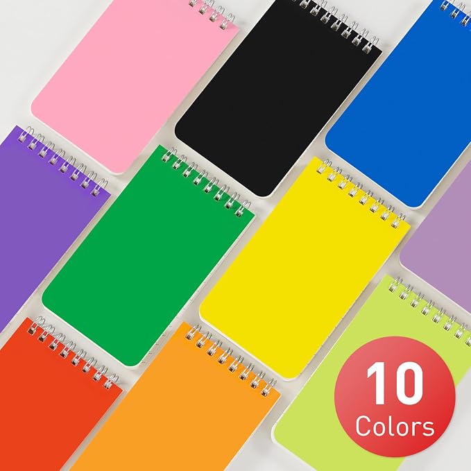 Dynta Pocket Notebook Bulk 60 Packs, 3x5 Inch Mini Notebook Top Bound With Lined Pages, 10 Vibrant Colored Small Notepad 60Sheets/120Pages, Note Pads for Listing, Planning, Note Taking