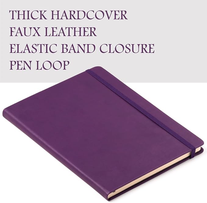 Eccolo Cool Jazz Hardbound Writing Journal, 192-Page Lined Paper, Lay-Flat | Elastic Band Closure, Interior Gusset Pocket, Double Ribbon Bookmarks and Built-In Pen Holder, Durable Section-Sewn Binding