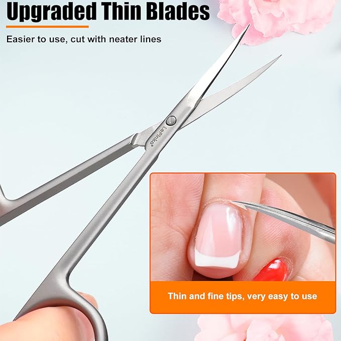 LePinko Cuticle Scissors, UPGRADED Fine Tip, for Manicure and Pedicure, Gifts for Men Women