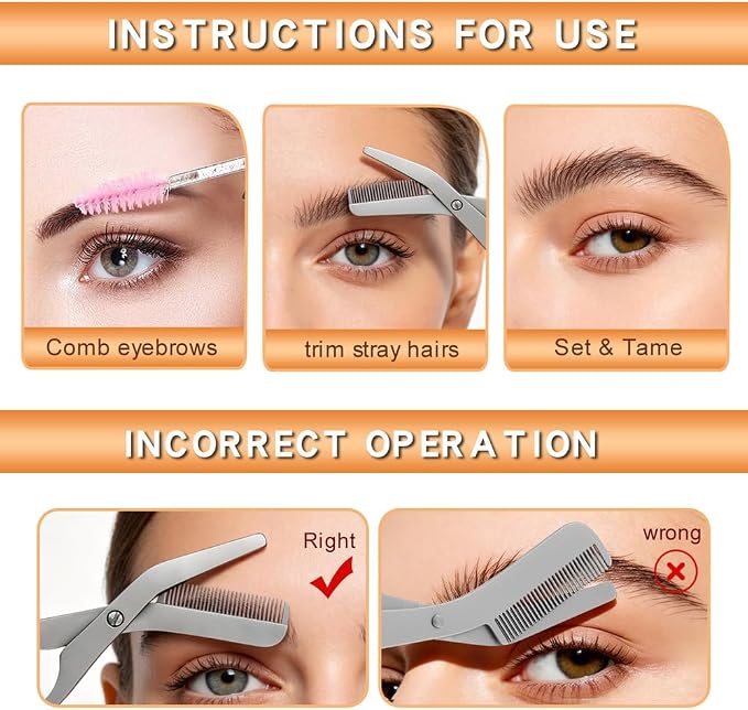 Eyebrow Scissors Professional Grooming Tool for Women Men, Precision Stainless Steel Brow Trimmer for Facial Hair & Eyebrow Shaping for Women & Men