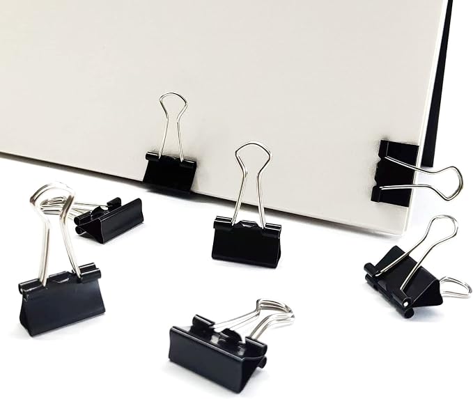 DSTELIN 96 Pack (19mm) Mini Binder Clips 3/4-Inch Small Black Paper Clamps for Office Supplies