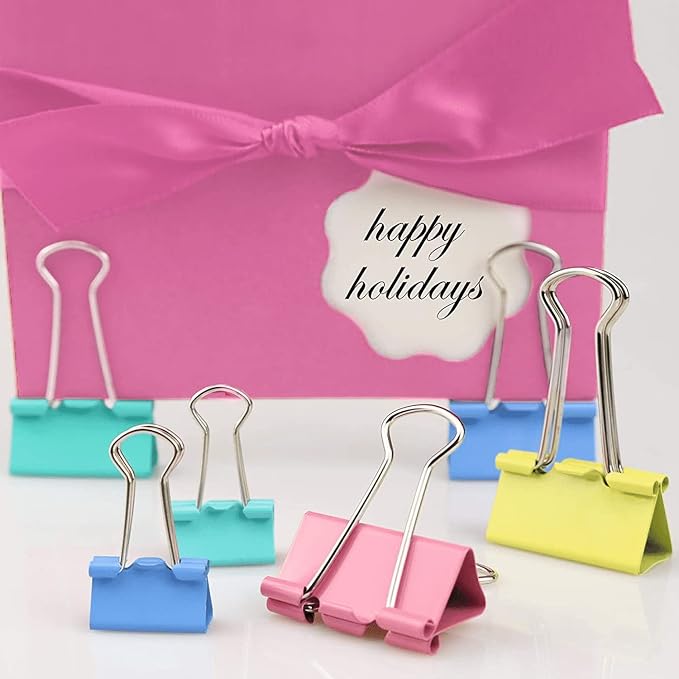 350PCS Binder Clips, Paper Clips, Large Binder Clips Assorted Sizes Set - Back to School - Bulldog Clips, Office Clips, Paper Clamps, Colorful Binder Clips for Office and School Supplies