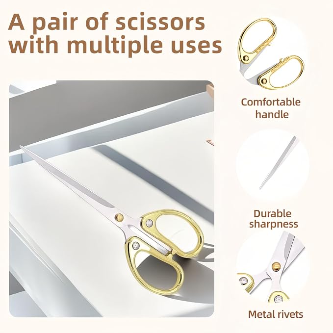 6.3 "Stainless Steel Office Scissors - Durable Multi-Purpose Shears for Home, School, Crafting & Office Use, Ergonomic Ambidextrous Design with Sharp Blades