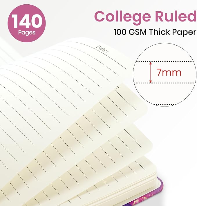 ZOTIA Lined Spiral Journal Notebook for Women, A5 College Ruled Journals for Writing, Hardcover Notebooks for Work, Note taking and Office School Supplies,140 Pages - Color Splash