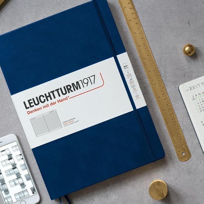 LEUCHTTURM1917 - Notebook Hardcover Medium A5-251 Numbered Pages for Writing and Journaling (Stone Blue, Dotted)