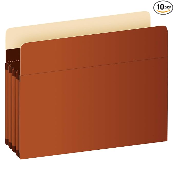 Pendaflex Expanding Accordion File Pockets, Extra Durable, Expands 3.5", Legal Size, Reinforced with Dupont Tyvek Material, 10/Box (15423), Brown