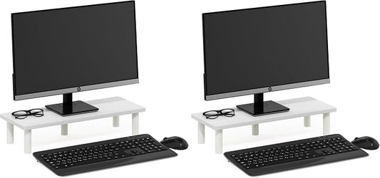 Furinno Turn-N-Tube Monitor Riser Stand, White/White (Pack of 2)