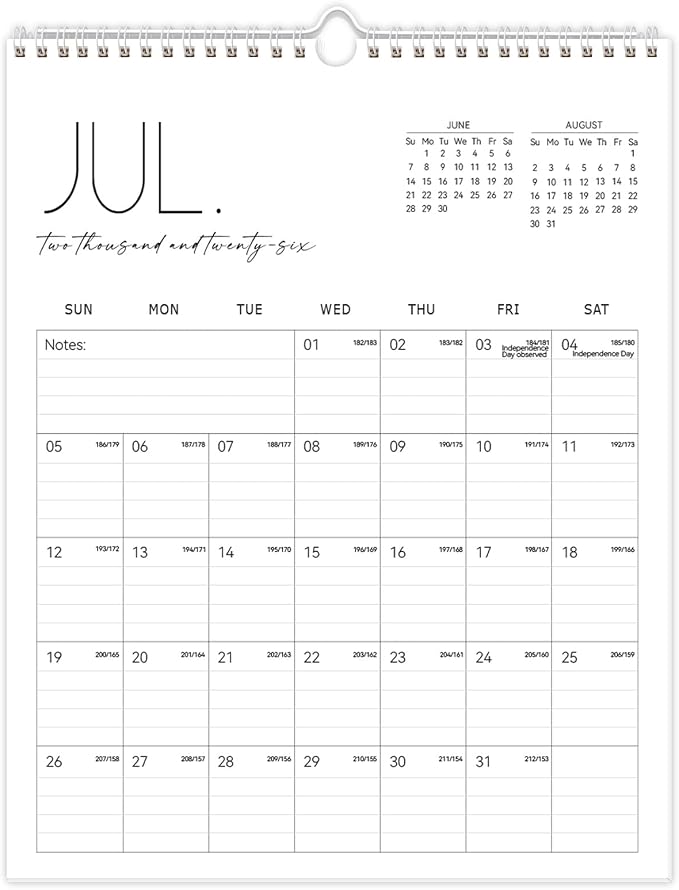 Guasslee Wall Calendar 2026-2027, Vertical Calendar Wall 2026, Jun. 2026-Dec. 2027, 19-Month Paper Calendar Spiral Bound, Monthly Planner Wall for Office School Home Easy Organizing, 14” X 11”